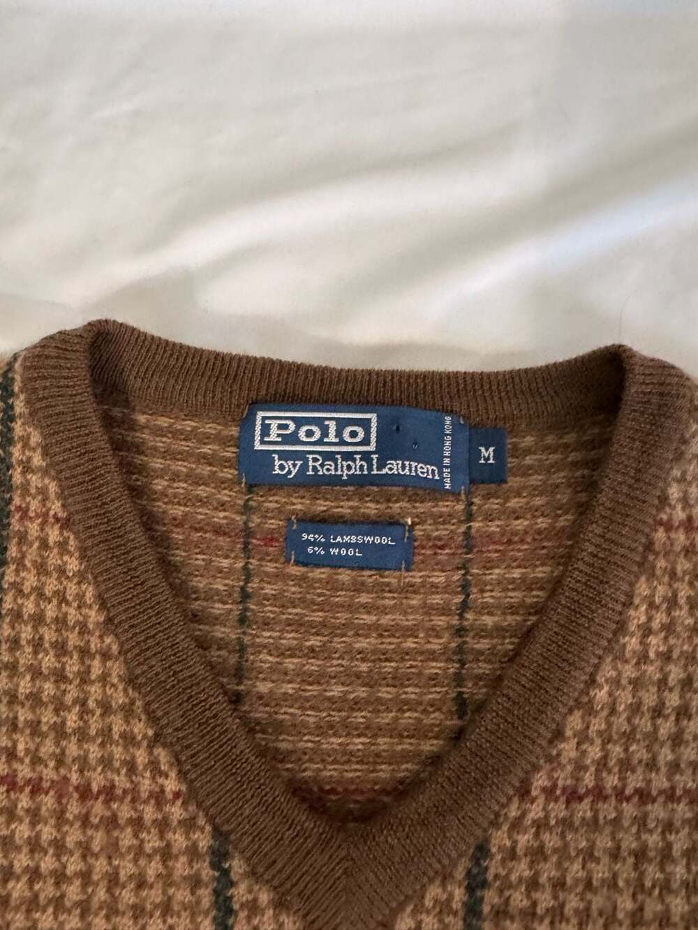 Polo by Ralph Lauren Sweater Vest Size M Brown Plaid Lambswool - Picture 2 of 7